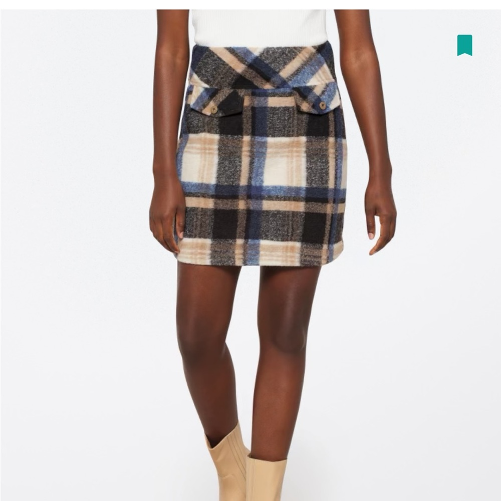 Veto Moda short wool skirt- blue plaid